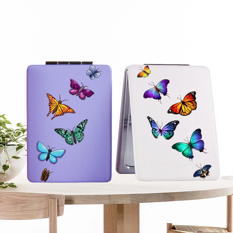 

Butterfly Makeup Mirror with Double Side Cute Portable Travel Floral Folding Magnifying Compact Pocket Cosmetic Vanity Mirrors