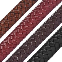 5m genuine leather cord red brown black flat braided cord for men bracelet diy jewelry making accessories wholesale