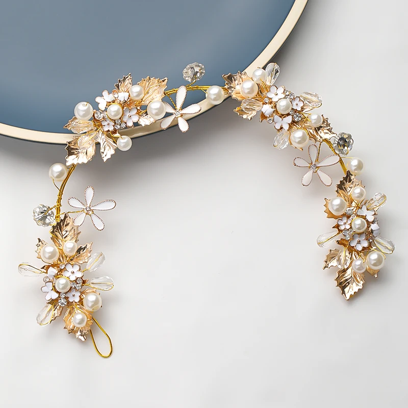 Новинка цветочные повязки для волос модные золотые жемчужные украшения с