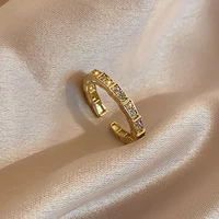 korean style full rhinestone opening womens ring 2022 trend fashion gold color gothic finger rings luxury wedding jewelry gift