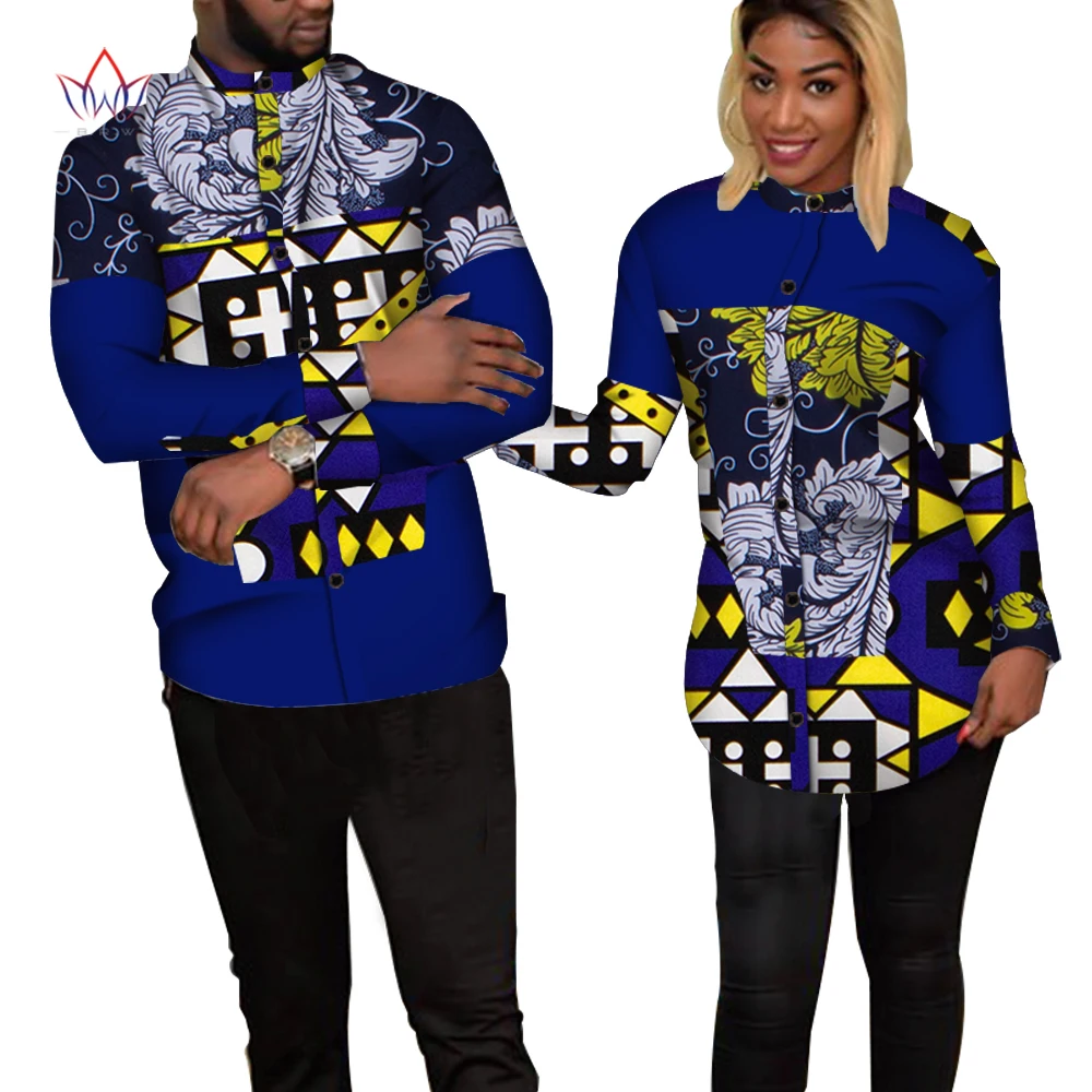 Bazin Riche одежда для пар Женская и Мужская Лоскутная рубашка с принтом африканская