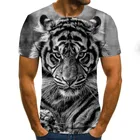 Футболка с 3D-принтом лица, черная Повседневная футболка с коротким рукавом для мужчин и женщин, животное, Лев, тигр