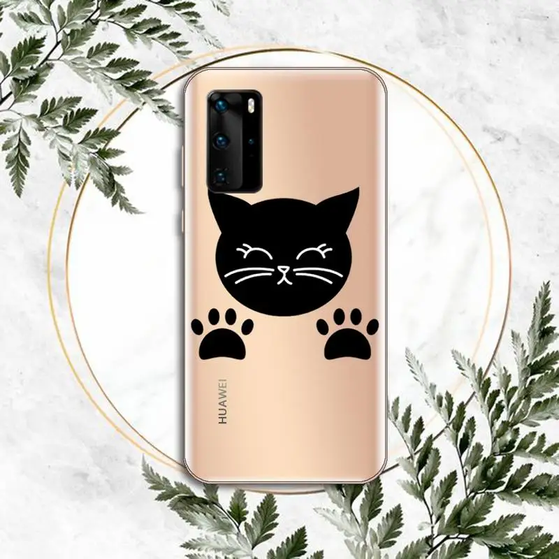 

Cute cat scratching Phone Case Transparent for huawei honor P 40 30 20 lite Pro 10 i 8 9 x p smart 2019