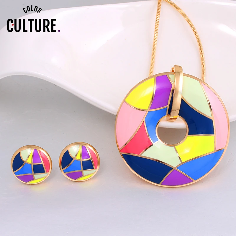 Винтажные Ювелирные наборы цветной золотой цвет Классический Эмаль набор