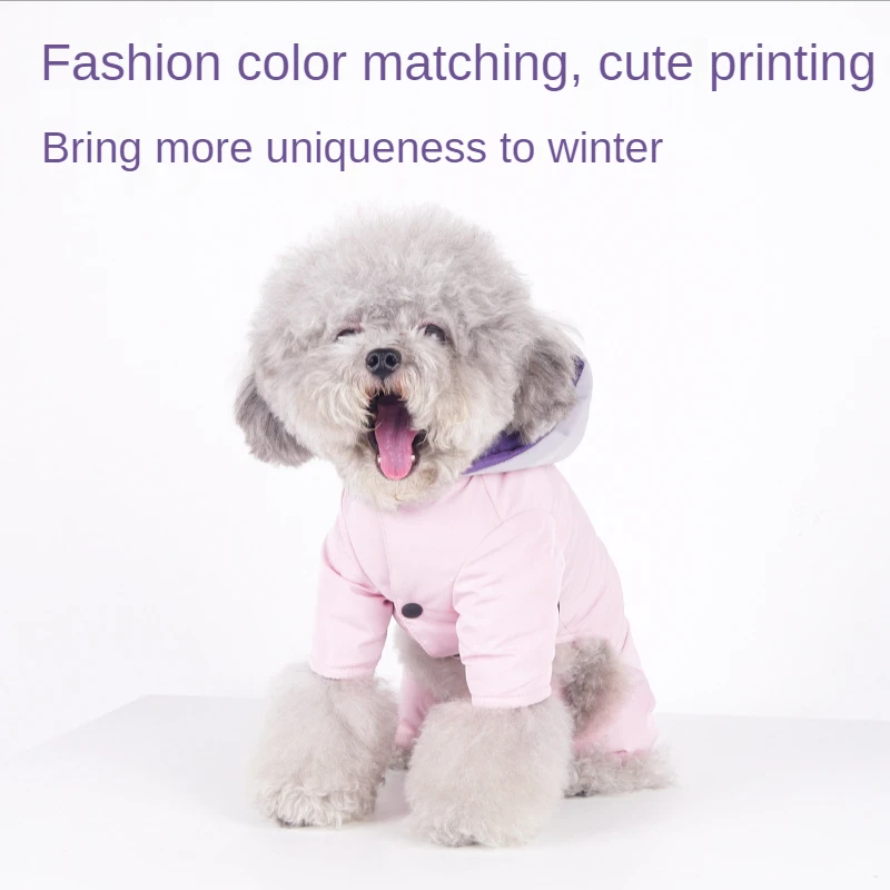 Ropa de oto&ntilde;o e invierno para mascotas, abrigo de algod&oacute;n c&aacute;lido de moda para perros peque&ntilde;os y medianos de cuatro patas, Color impactante, cuatro conejos-1