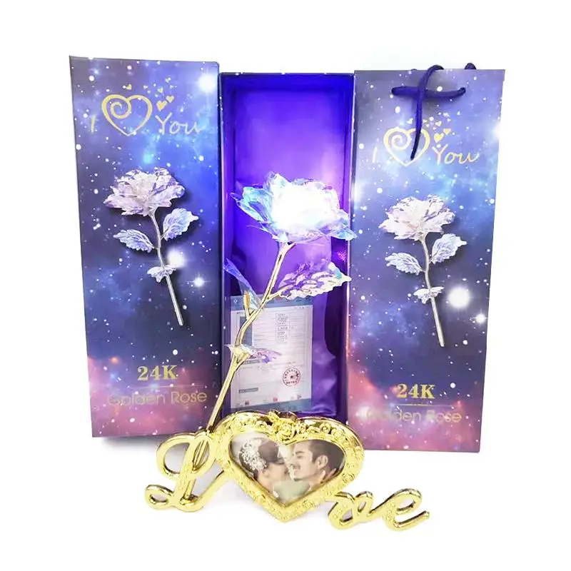 24 K позолоченный Galaxy Rose красочный подарок на день Святого Валентина вечная роза
