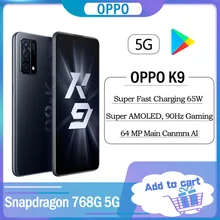 NEW Original OPPO K9 5G SmartPhone Snapdragon 768G Google Play Android 11 6.43 AMOLED 90HZ 8GB RAM 64MP 65W Super Charger OTA