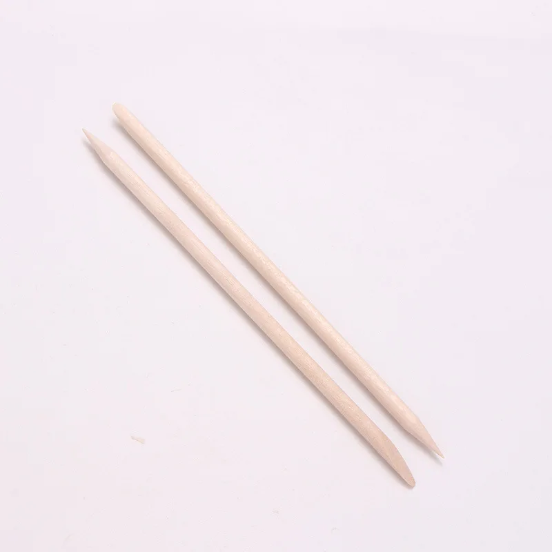 Оранжевая женская двухсторонняя деревянная ручка для дизайна ногтей толкатель