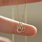 S925с посеребренное ожерелье из 14-каратного золота, кулон, красочный Циркон в форме вишни, милый фрукт, мини-ключица, кулон, ювелирные изделия, модный подарок