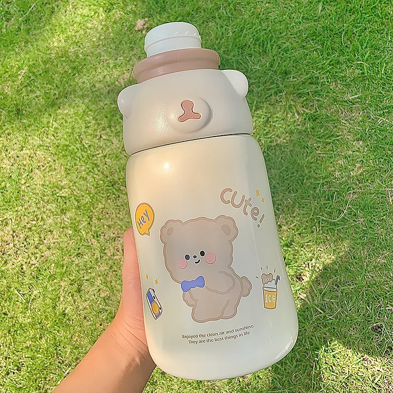 1130ml Hug Bear Large-capacity High-value Water Cup Insulation Cup Children's Big-bellied Cup Girl images - 6