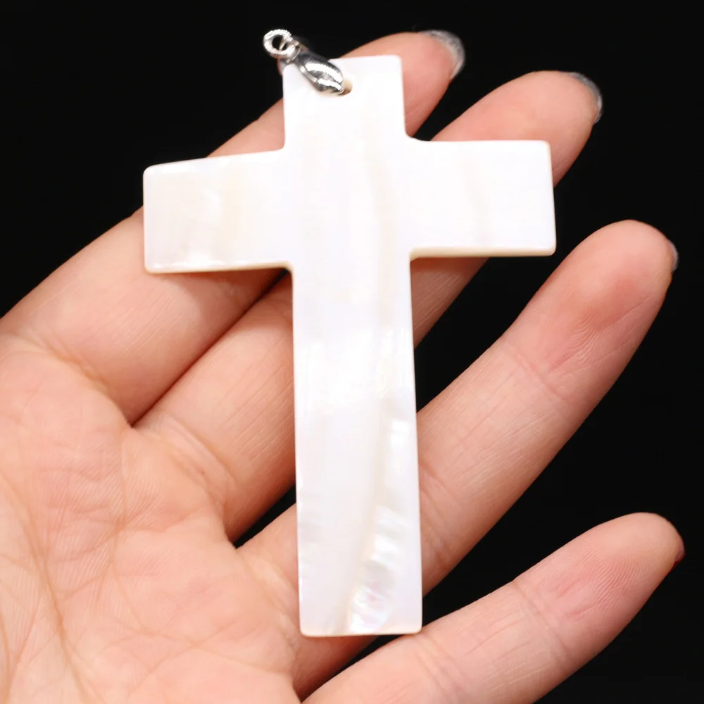 

Natural Shell Pendant Cross Shape 50x70mm DIY Necklace Classic Style Fashion Gift Holiday Jewelry Decoration