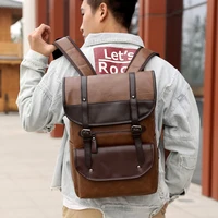fashion mens backpack for boys waterproof pu leather travel bag mens large capacity mens laptop bag backpack to school new