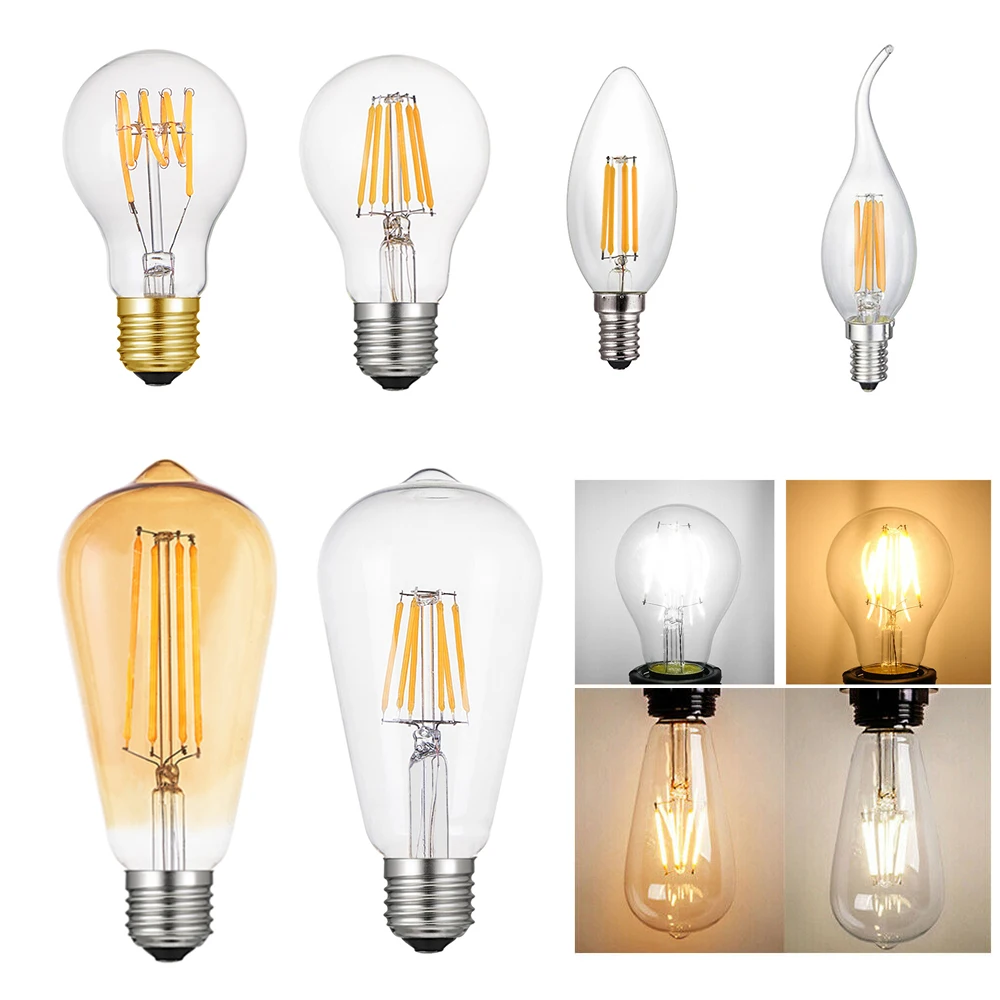 Светодиодный свет нить накаливания светодиодные лампы 220v 2w 4w 6w 8w E27 E14