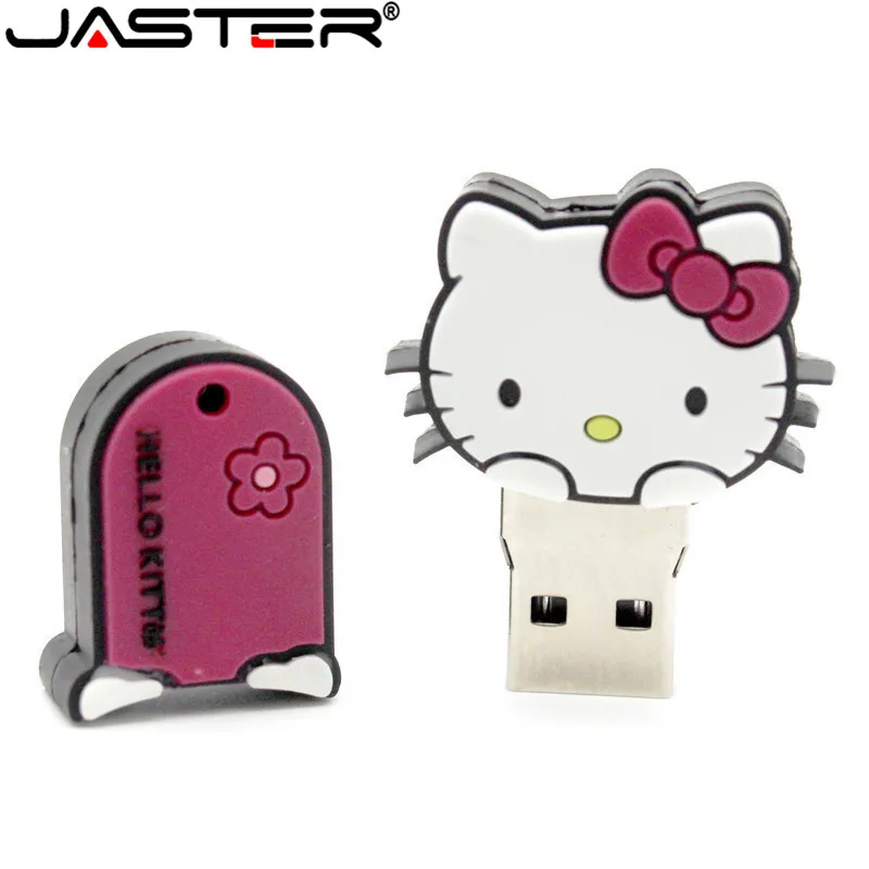 Usb-накопитель JASTER hello kitty с кошкой, 3 цвета, специальный подарок, Модный USB 2,0 с мультяшными животными, 32 ГБ, 16 ГБ, 64 ГБ, 8 ГБ, 4 Гб, usb-флешка