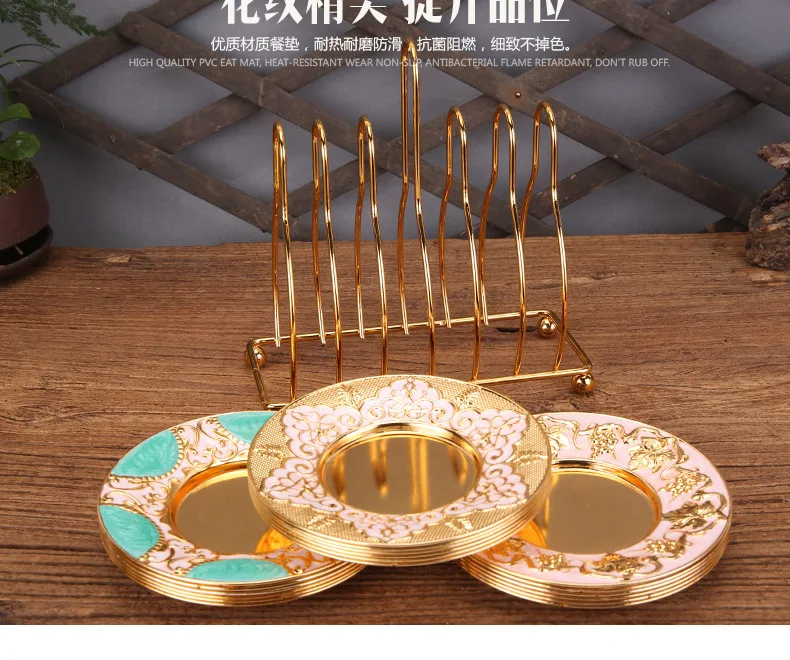 Изысканный набор лотков для торта сушилка посуды 6 в 1 Золотые/синие подставки