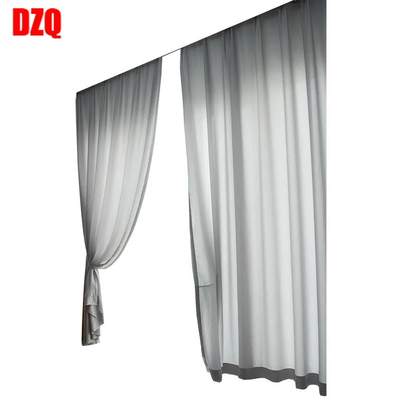 

Nordic simple high-end super soft chiffon yarn, light transmission, privacy protection, custom window screen tulle curtains