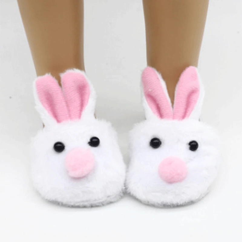 

White Bunny Slippers New Born Baby Doll Shoes for 18" 43cm American Girl Reborn BJD Dolls Accessories Suit Outfit
