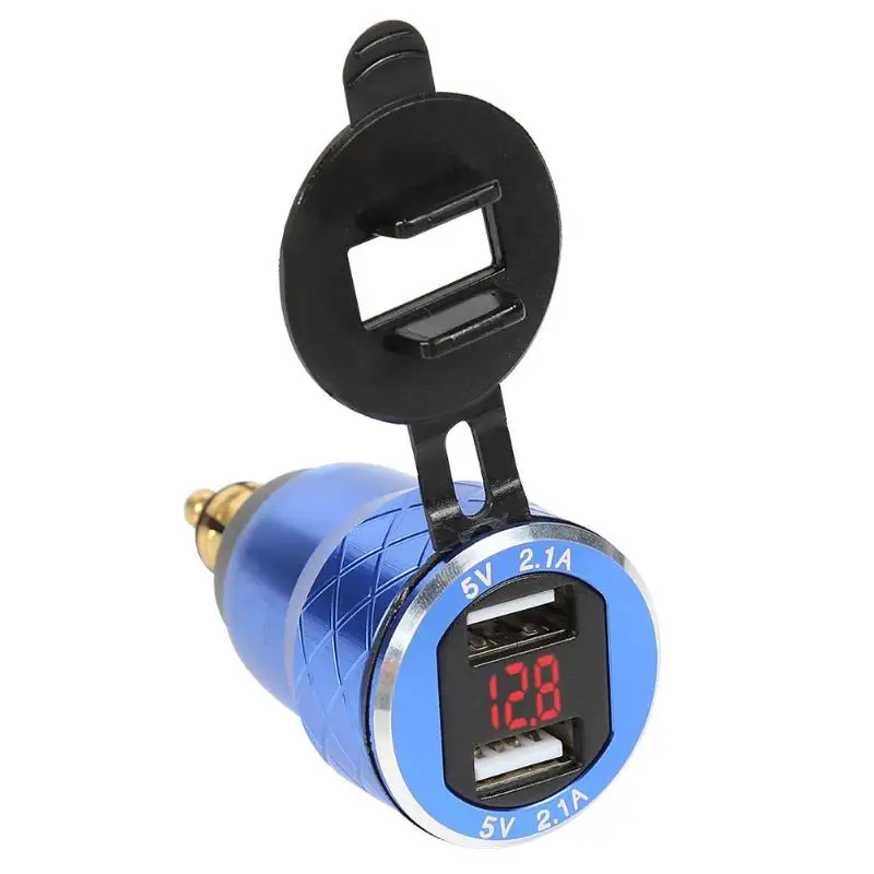 

12-24V Motorcycle Charger Motos CNC 4.2A Dual USB Charger LCD Display Motocicleta Charging with Voltmeter for BMW Hella/DIN Plug