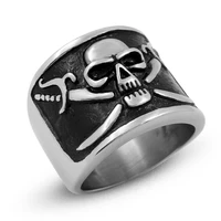 exaggerated pirate skull pattern ring mens ring new skull horror ring metal silver plated ring accessories party jewelry