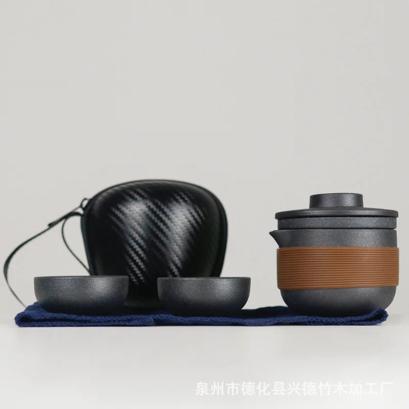 

ceramic teapots with 2 cups a tea sets portable travel office tea set drinkware black crockery ceramic teapot kettles tea cups