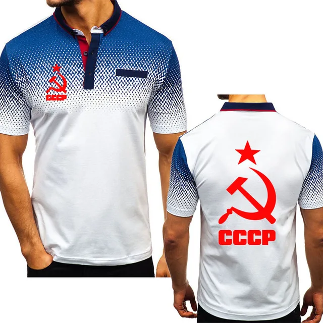 Мужская Летняя хлопковая рубашка CCCP уникальная мужская с коротким рукавом и