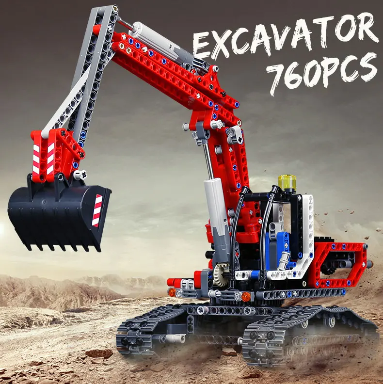 20025 Technic серия совместима с новым 8294 красный инженерный экскаватор Набор строительных блоков Кирпичи Детские игрушки подарок для мальчиков