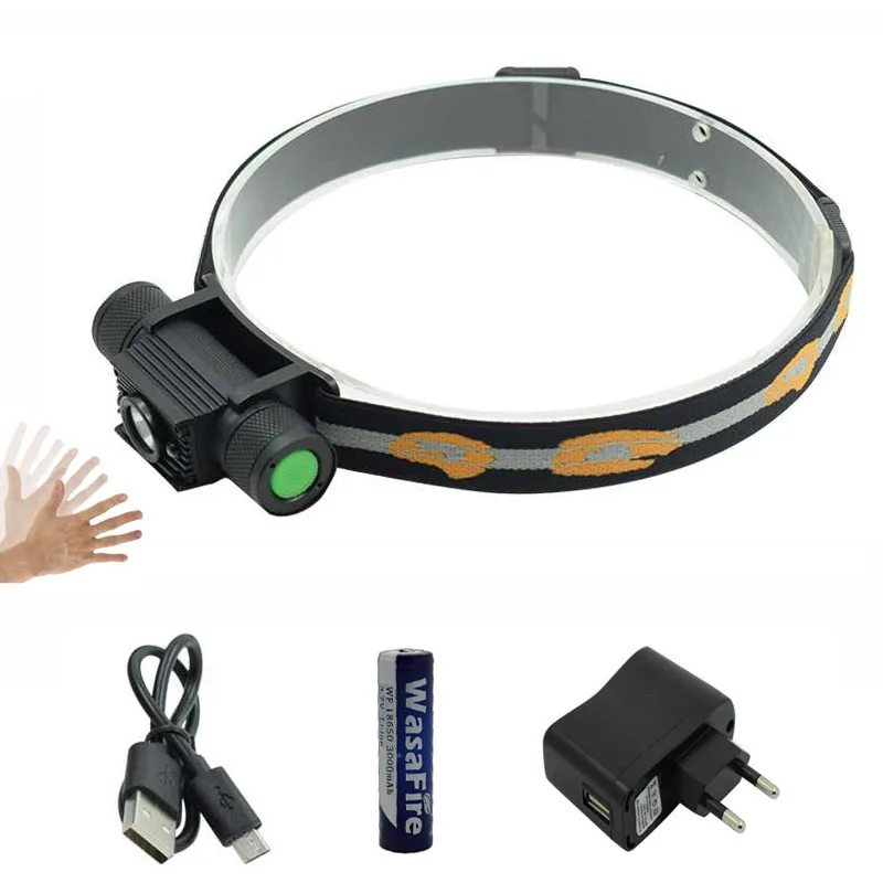 Водонепроницаемый фронтальный светильник вспышка с ИК датчиком налобный фонарь