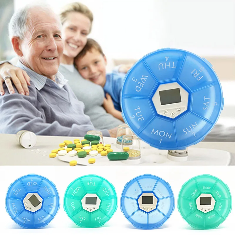 

7 days Weekly Pill Box Electronic Timing Reminder Alarm Medicine Storage Box smart Timer Pills Organizer tablet Drug Container