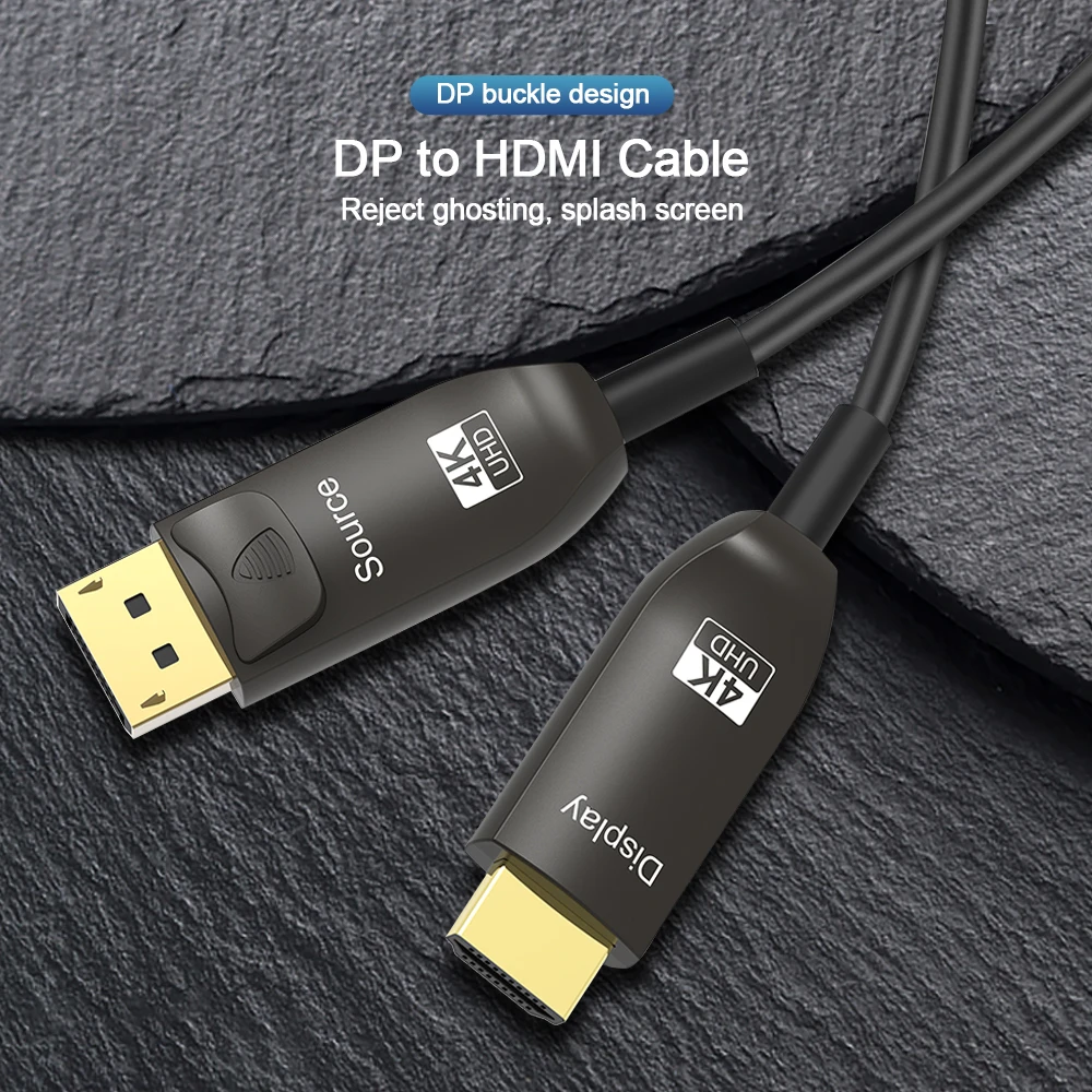 AOC Кабель DisplayPort to HDMI 4K@60Hz 2K@144Hz HDR в одном направлении DP 1.2 HDMI 2.0-compatible для HP DELL on.