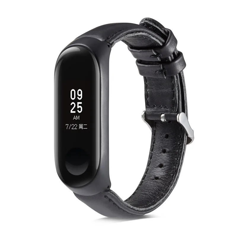Ремешок из натуральной кожи для xiaomi mi band 4 Браслет фитнес спортивные