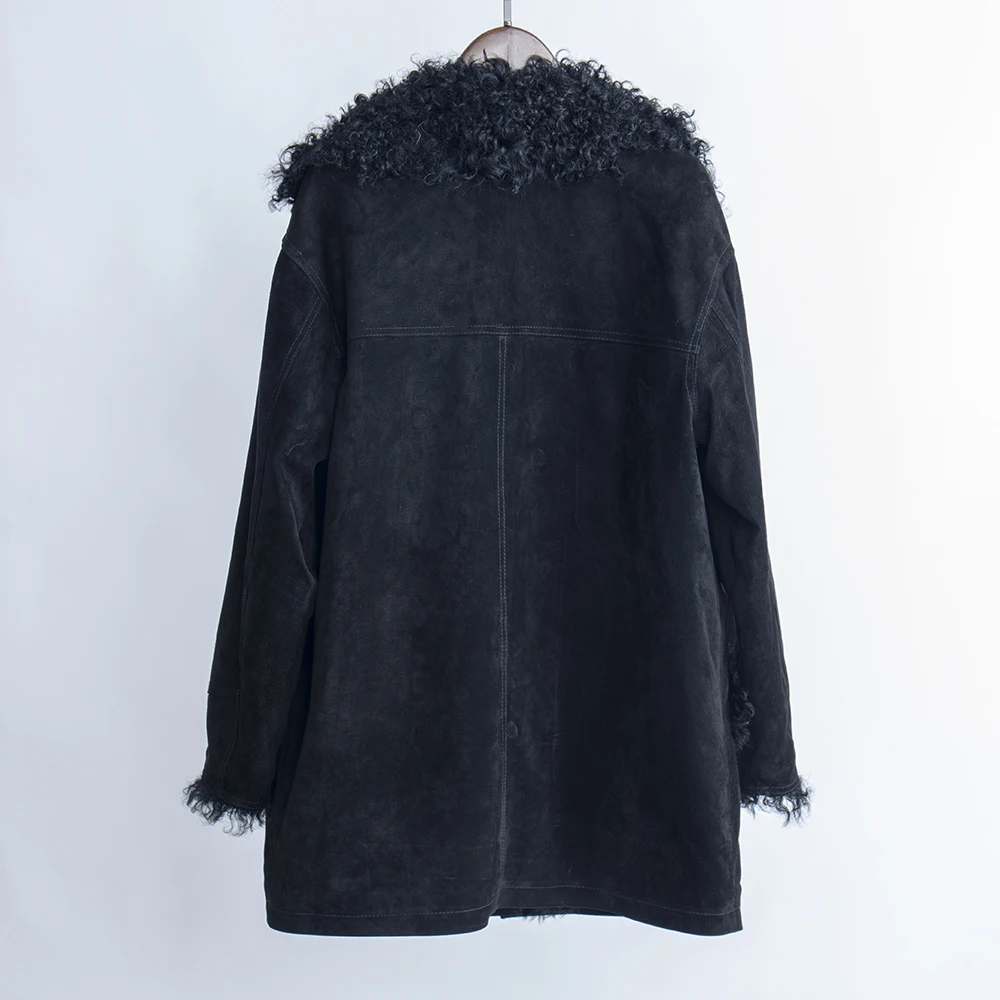 Женская зимняя одежда куртка из натуральной кожи 2019 оверсайз толстый помпон