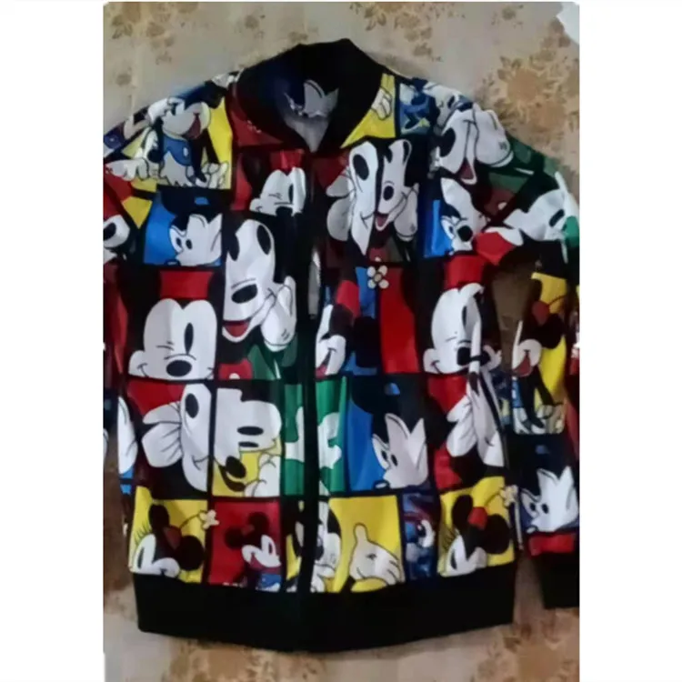 

Disney Spring Autumn New Baseball Uniform Color Matching Cartoon Mickey Mouse Long-sleeved Jacket Trendy Women's Clothing
