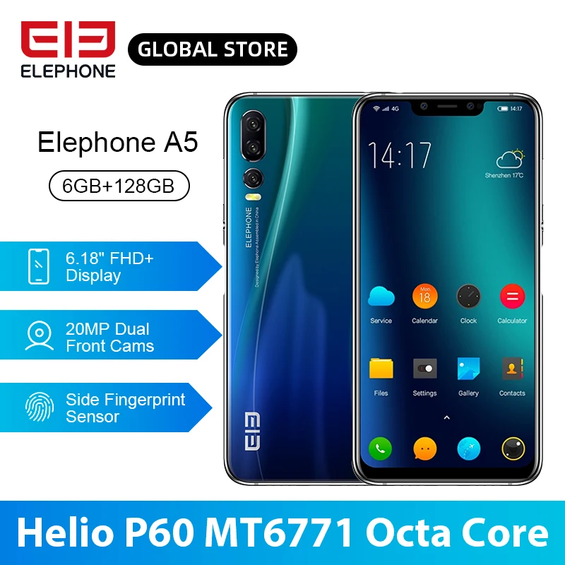 ELEPHONE A5 P60 смартфон с восьмиядерным процессором MT6771 6 ГБ 128 18 дюйма FHD + u образный