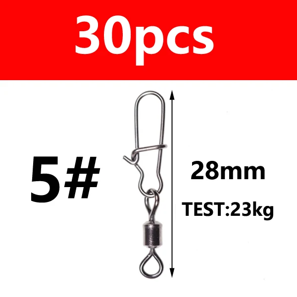 30pcs size 5 30 Вт, 20 штук морской рыбалки разъем Вращающийся шарнир из кирпечей из глины пин быстрые кнопки зажимы для рыболовной приманки рыболовные аксессуары для снаряжения - Цвет: 30pcs size 5