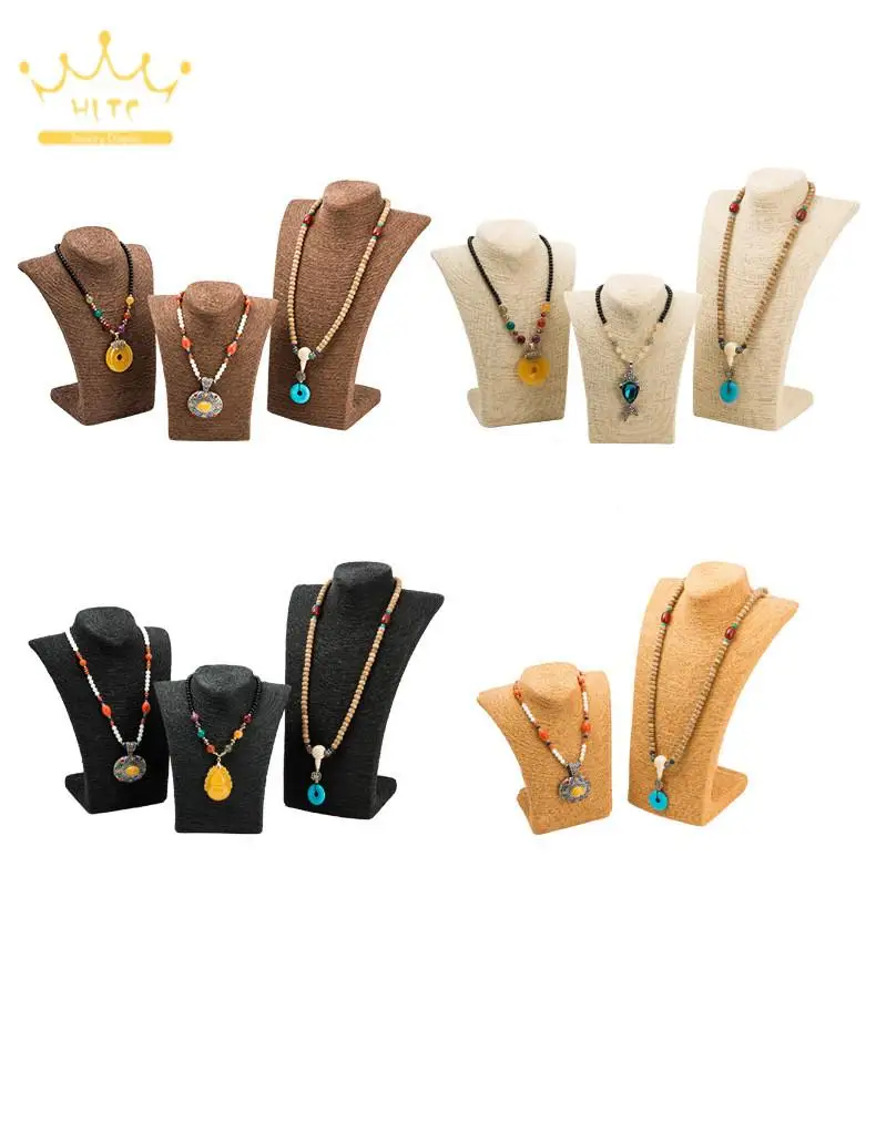 Hemp Rope Necklace Display Stand Holder Nice New Design Necklace Hanger High Quality Jewelry Display Bust Model Rack