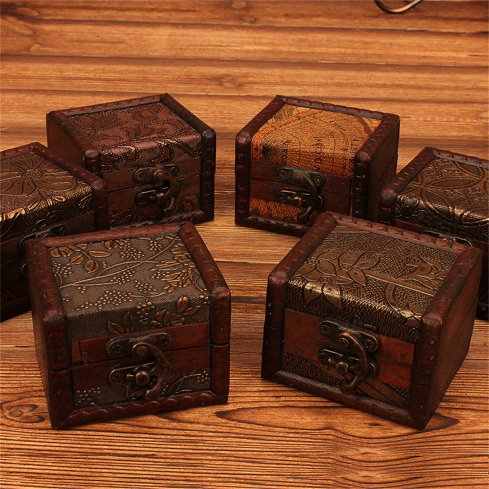 

Vintage Small Wooden Lock Jewelry Necklace Bracelet Gift Storage Holder Box Case