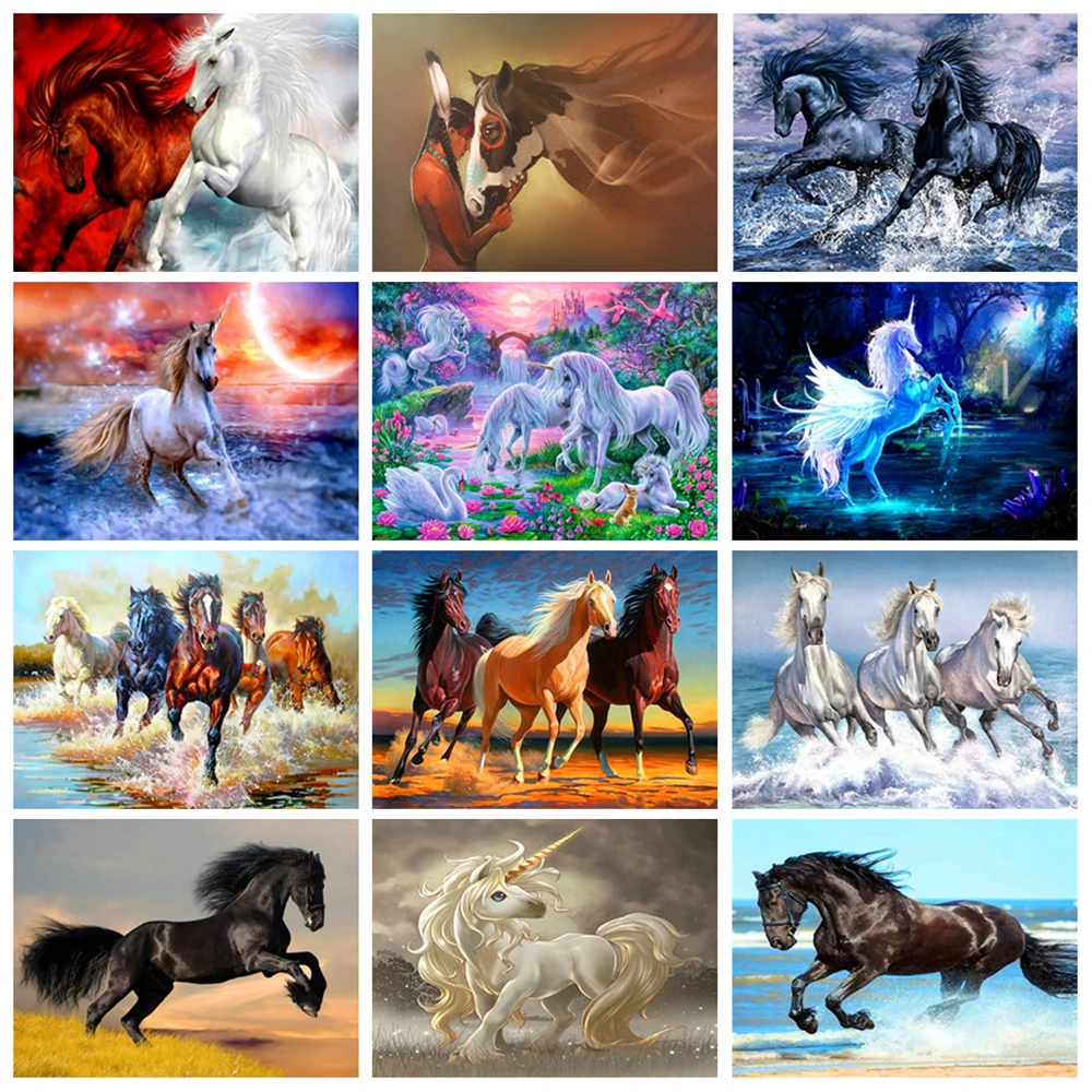5D Diy Алмазная Картина лошадь полная круглая вышивка животное картина мозаика