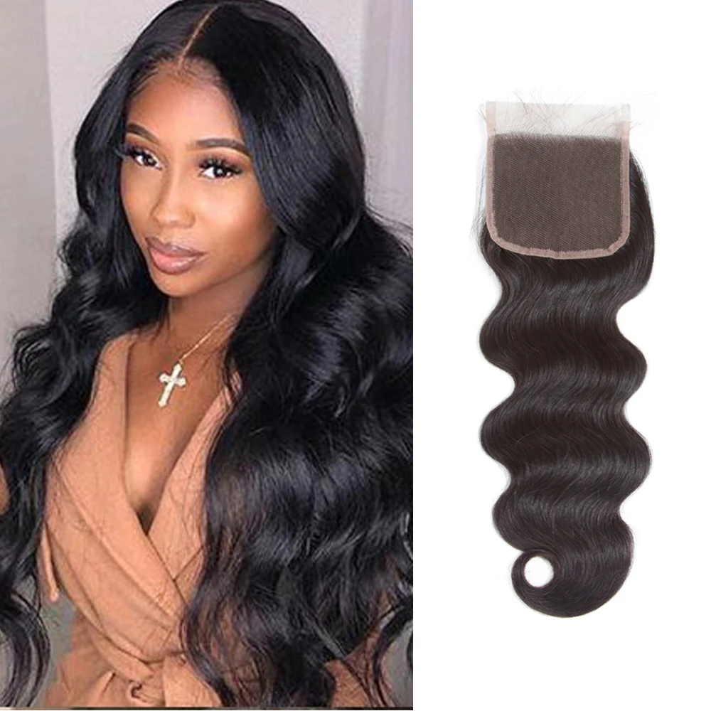 Sapphire 4 × кружевное закрывание волнистое Remy закрывает человеческие волосы