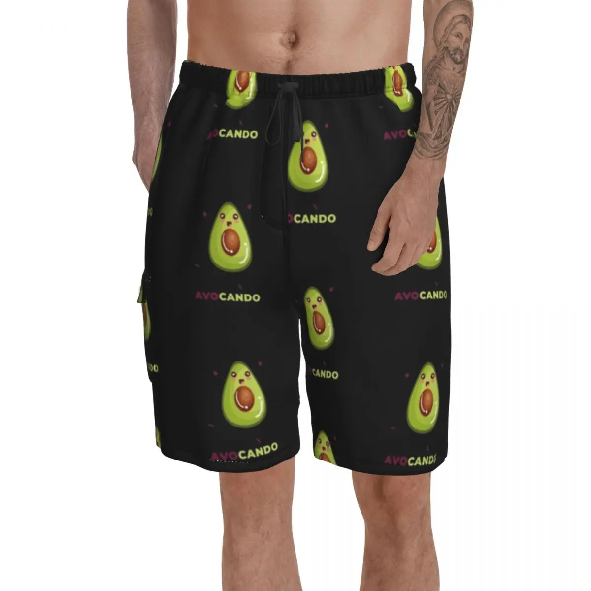 

Avocado Board Shorts Men Beach Swimming Trunks Polyester Funny Swim Trunks