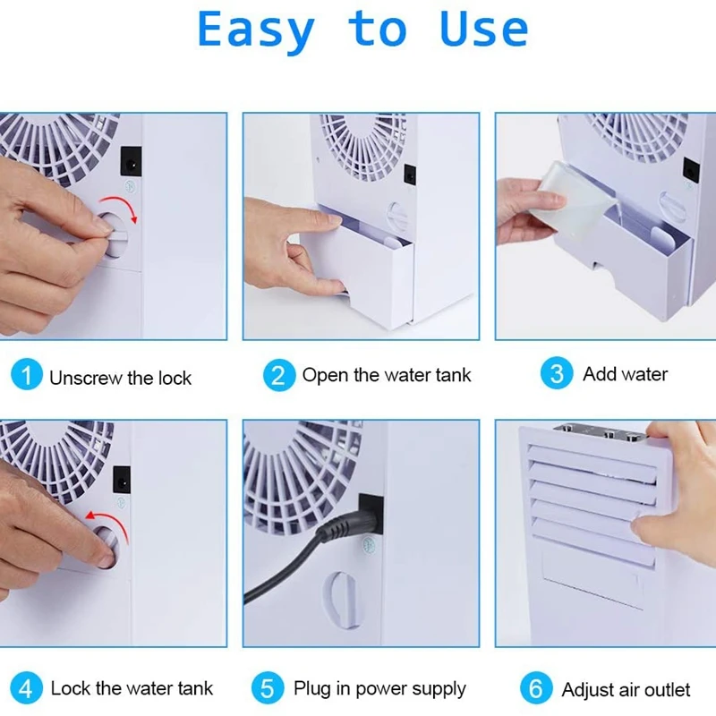 

Portable Air Conditioner, Wireless Portable Mini Cooling Fan Air Humidifier for Home Office US Plug White