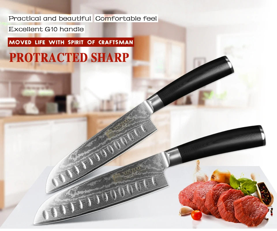 XINZUO " нож Santoku vg10 Дамасские японские кухонные ножи из нержавеющей стали профессиональный нож шеф-повара инструменты для приготовления G10 Ручка
