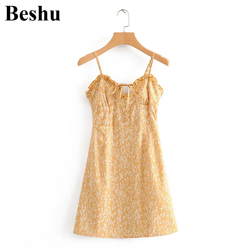 Женское мини-платье на бретельках za эластичное платье с высокой талией и