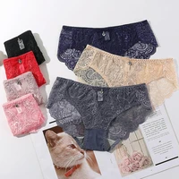 1pc mid rise knickers sexy hollow briefs ultra thin underwear lingerie lace panties soft womens underpants sexy q9p7