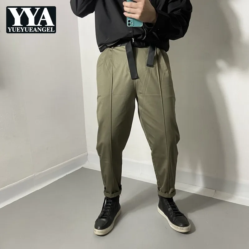 

Japanese Style Men Straight Ankle Length Casual Pants High Street Cargo Harem Pants Spring Autumn Retro Loose Hip Hop Pants Male