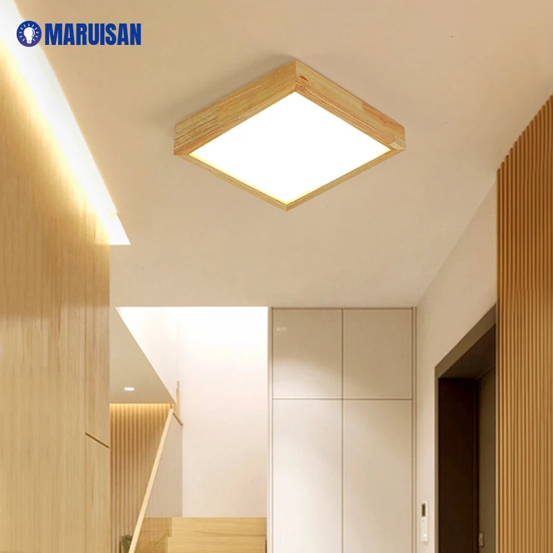 $37.74 Modern Real Wood LED Ceiling Lights For Living Bedroom Hall Lobby Room 4/6/9 Heads Wooden Lamps Techo Indoor Lighting Fixture