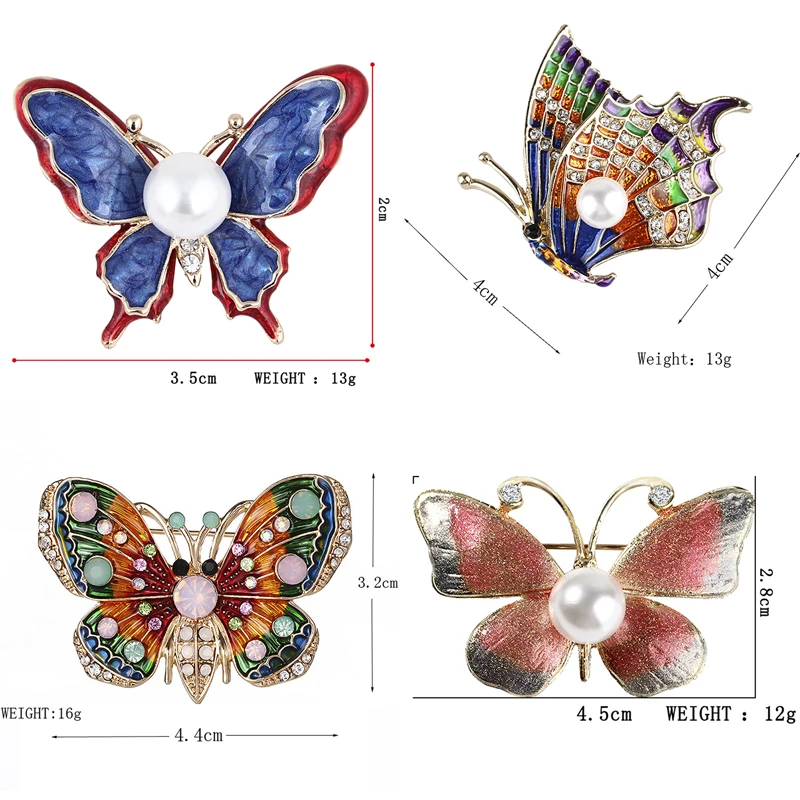 

Spring Insect Brooch Pin Coat Brooch Fashion Costume Jewelry Dropping Large Crystal Rhinestones Butterfly Brooches For Women