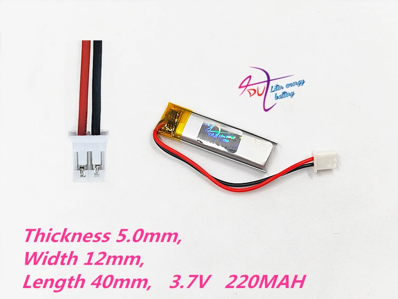 JST PH 2 0 мм 2pin 10 шт 3 7 V 220mAh литий-полимерный LiPo аккумуляторная батарея 501240 для Mp3