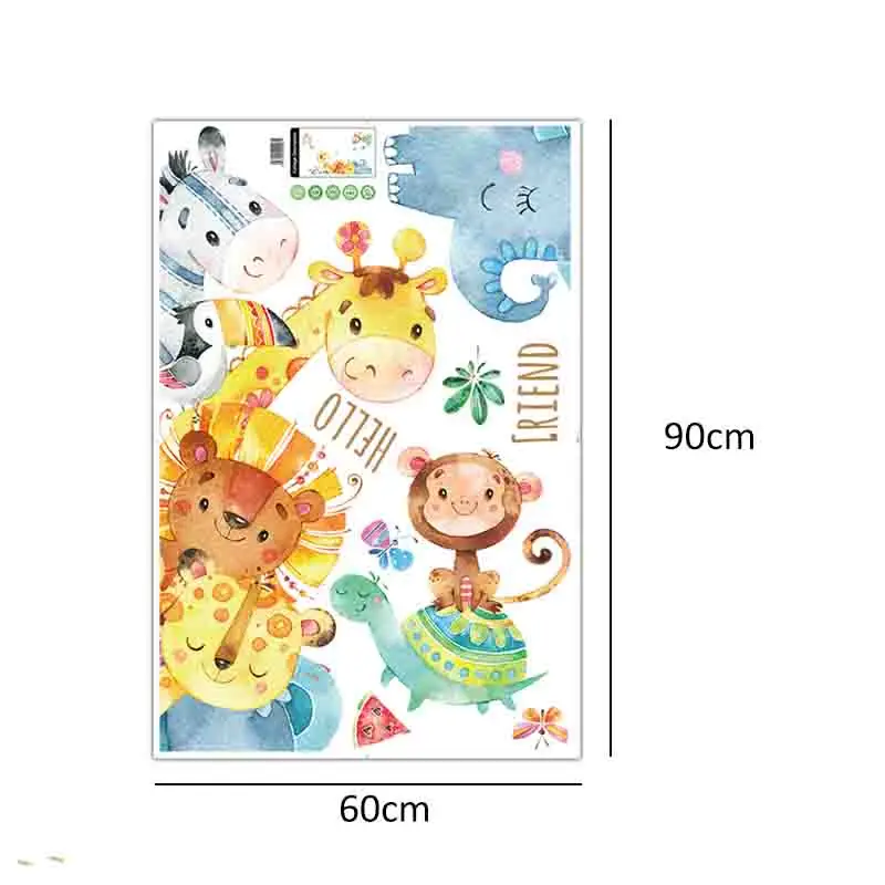 

Cartoon Animals Lion Monkey Elephant Jungle Theme Wall Sticker For Kids Rooms Growth Chart Nursery Room Decor Wall Art
