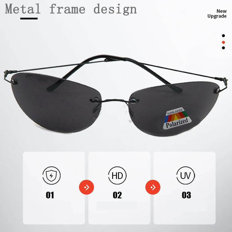 Солнцезащитные очки Мужские без оправы ультралегкие поляризационные в стиле нео