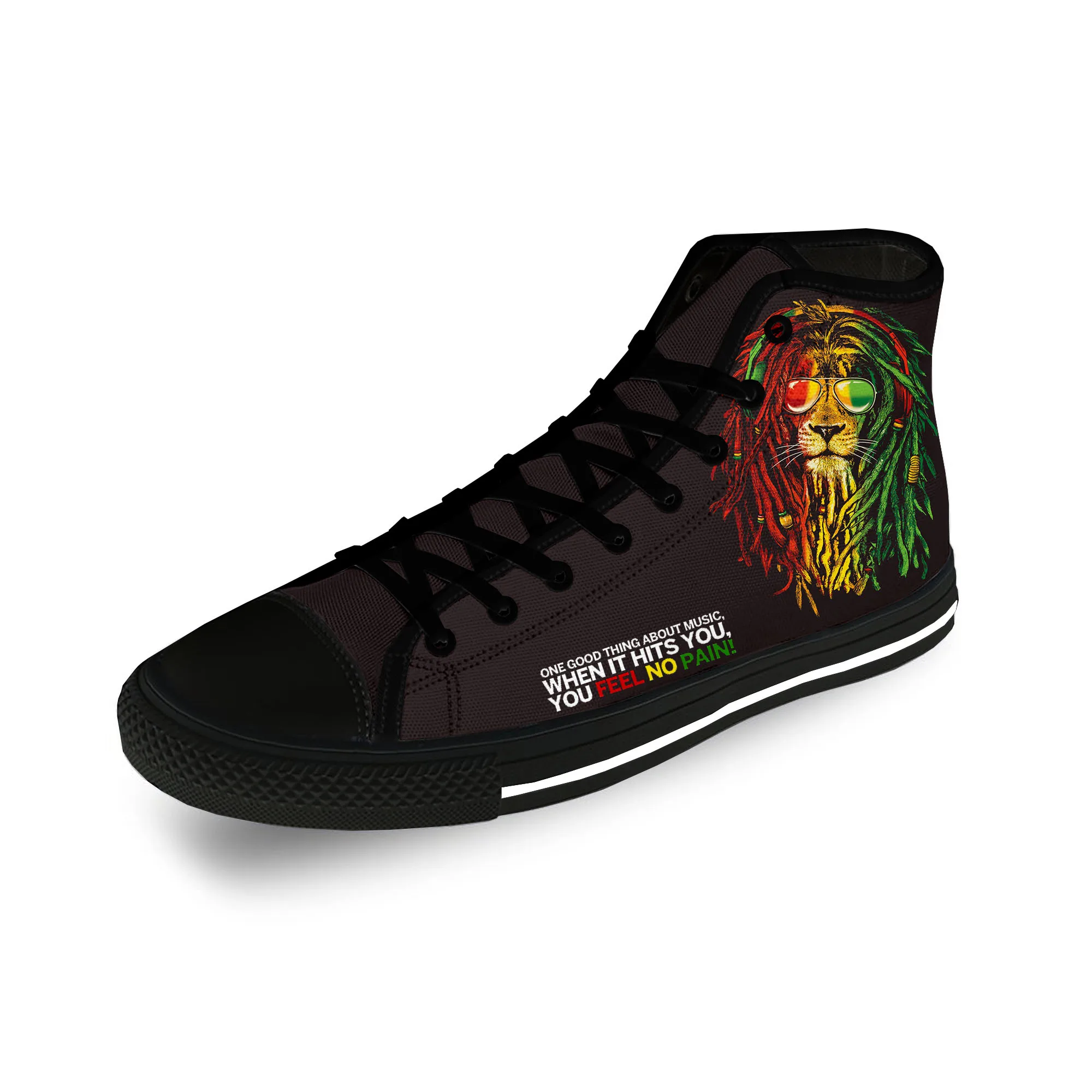 

Reggae Rastafarian Rasta Rastafari Lion Casual Cloth 3D Print High Top Canvas Shoes Men Women Lightweight Breathable Sneakers